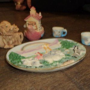 Miniature tea set Noah Ark dollhouse